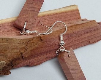 Sweet simple raw Cedar earrings made out of real cedar wood with aromatic smell handmade unique one of a kind. Embrace nature be natural