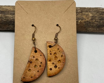 Earrings!!! Hand carved avocado wood handmade yep hand carved unique and original