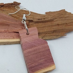 April Cedar earrings made out of real cedar wood with aromatic smell. handmade unique one of a kind. Embrace nature be natural image 5