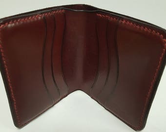 Handgemachte handgenähtburgund Leder Brieftasche