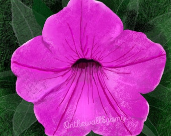 Petunia pink flower print, bold botanical artwork