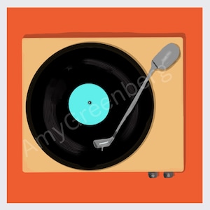 Platenspeler draaitafel retro old school muziek artwork print