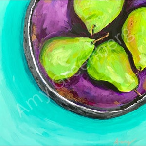 Pear still life painting print kitchen artwork