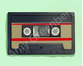 Cassette tape music pop art print personalized