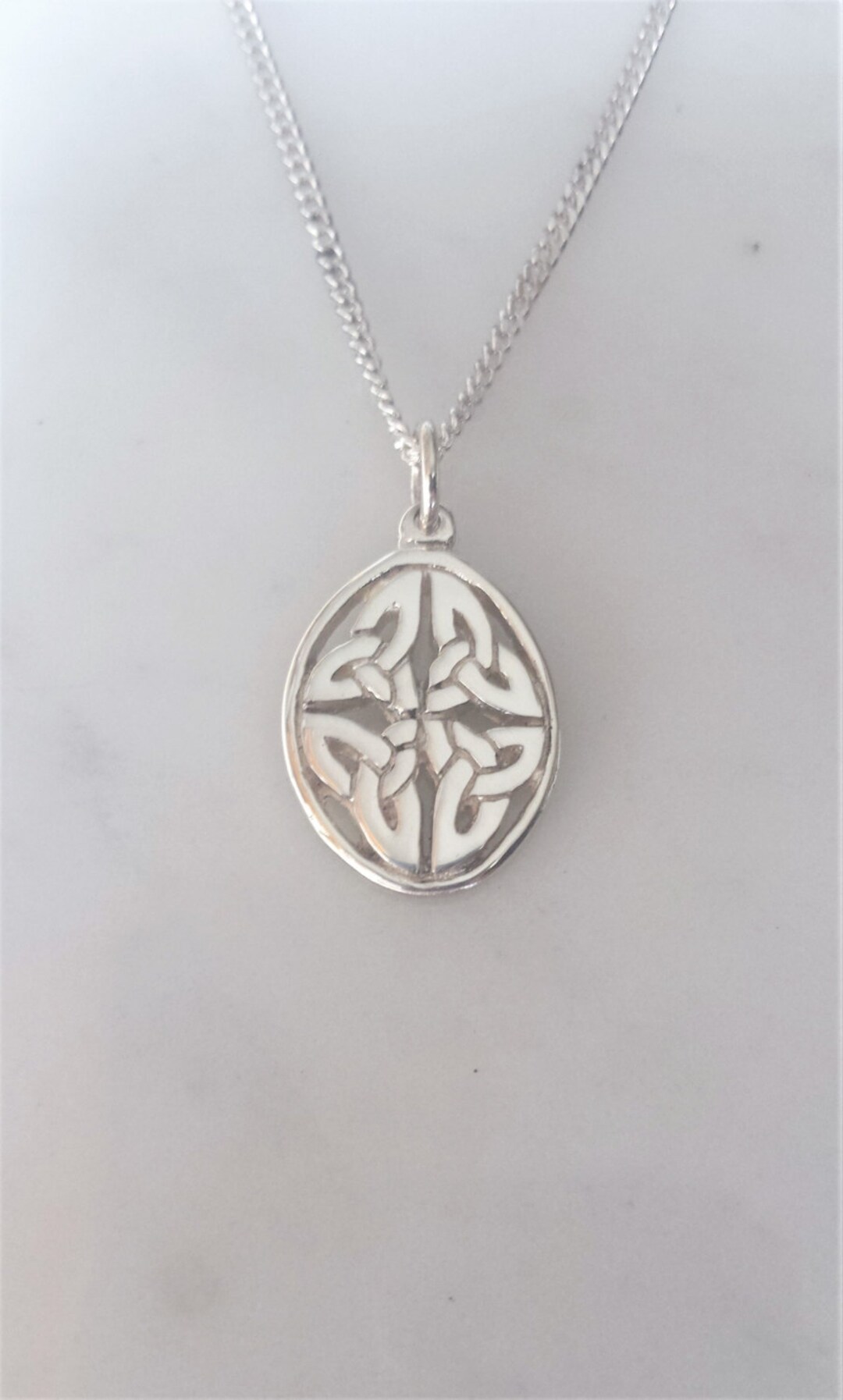 Celtic Oval Trinity Knot Necklace - Sterling Silver Celtic Pendant ...