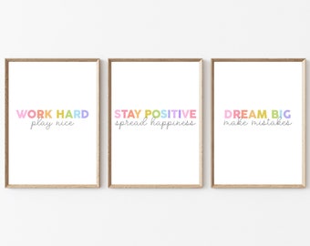 Printable Positive Classroom Posters | Pastel Rainbow | Classroom Decor | Positive Affirmation | Growth Mindset | Playroom Art