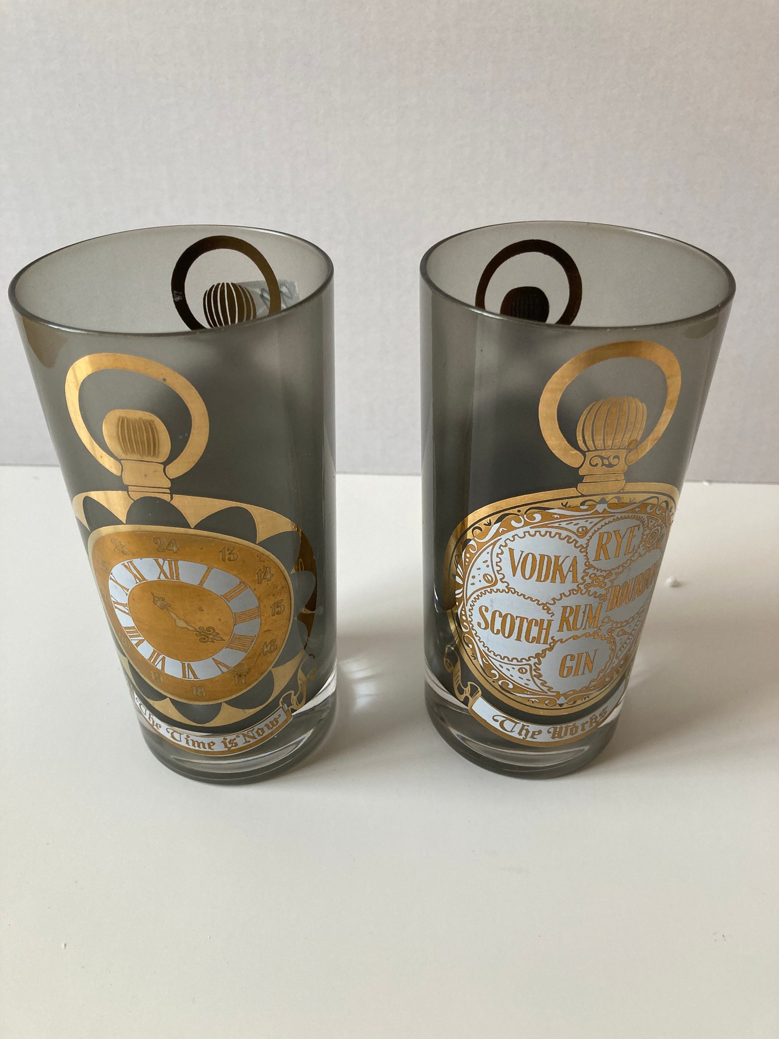 MCM Frosted Drinking Barware Time is Now Glasses Etsy