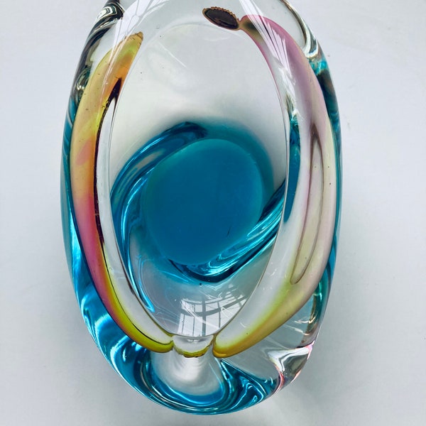 Josef Hospodka Ashtray Art Glass Rainbow 1960's