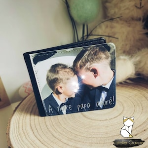 Porte feuille simili Cuir - Porte feuille avec photo - Porte monnaie avec photo personnalisé - cadeau papa - Envoi offert en relay