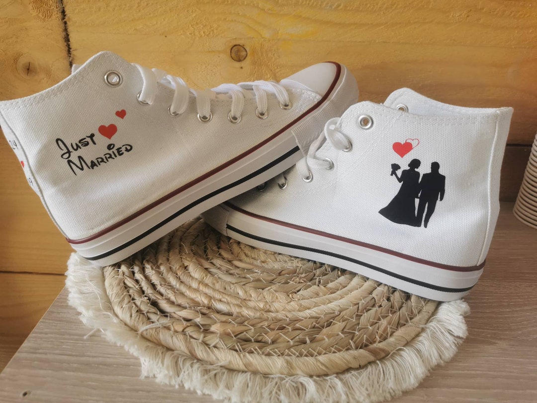 just married converses femme mariage champetre