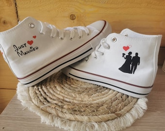 Basket en toile Just married – Chaussure de mariage personnalisée - Livraison offert en point relay
