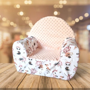Personalized children&#39;s club chair - Personalized foam seat - Minky children&#39;s chair - Personalized gift idea - free delivery by relay