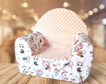 Fauteuil club enfant personnalisé - Siège en mousse personnalisé - Fauteuil enfant minky - Idée cadeau personnalisé - envoi offert en relay