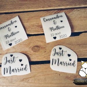 Stickers de chaussures de mariage personnalisé - Thermocollant lettrage à coller à chaud - au choix