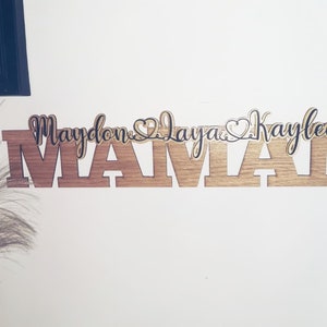 Wall hanging - MOM - Personalized mom gift - Grandpa&#39;s Day - Wooden name cutout - Shipment offered in RELAY POINT