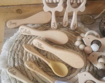 Cuillère en bois pour bébé personnalisée- idée cadeau pour bébé mixte-Envoi offert en suivi