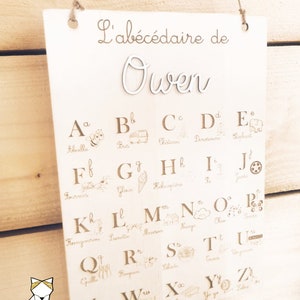 Personalized wooden alphabet book - Birth gift - Birthday gift - Free shipping to relay point