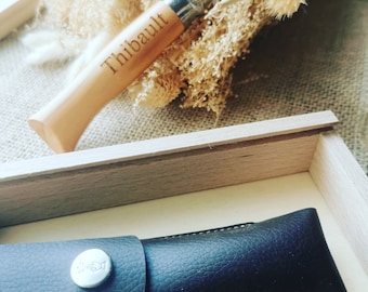 Conjunto de presente Opinel No. 8 Olive Tree com gravação personalizada - Canivete masculino - Frete grátis para um ponto de coleta Relay Point
