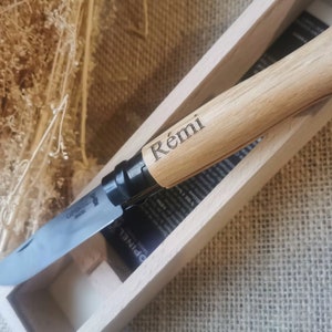 Opinel N08 Black Oak - Opinel Luxury Edition - Personalized gift box - Wooden wedding gift - Gift for grandpa - Free delivery by relay