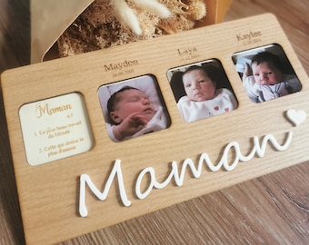Cadre photos Maman en bois personnalisé - Cadeau fête des mamans - Fête des mères - Envoi OFFERT en point relay