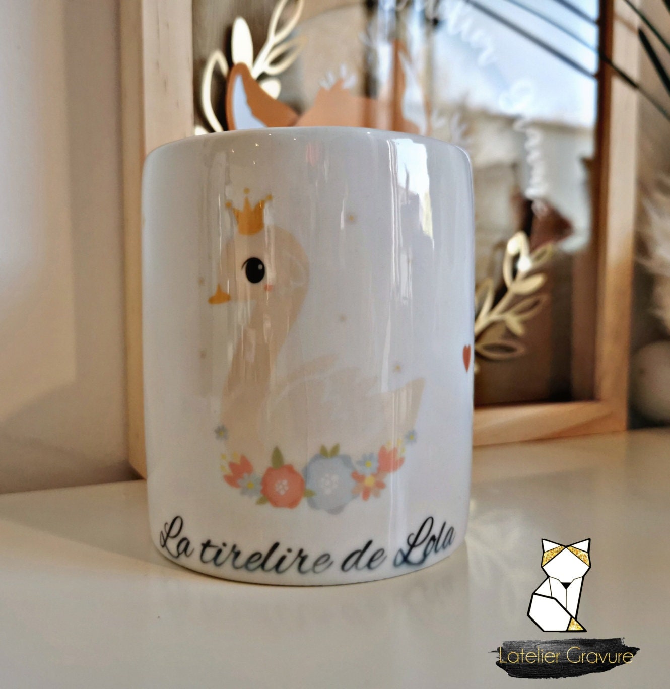 Tirelire en Céramique Personnalisée - Tirelire Cadeau de Naissance Mariage Envoi Offert Point Relay