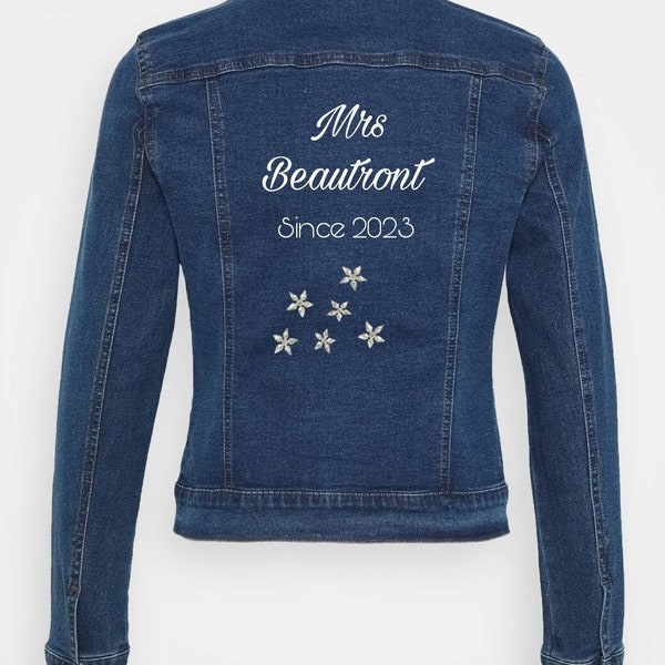 Veste en jeans mariée - veste jeans Mrs - veste jeans just married envoi offert ne relay chronopost