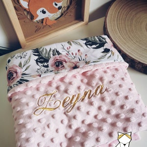 Manta de bebé bordada de minky - - Idea de regalo de nacimiento - Idea de regalo de cumpleaños - Entrega gratuita en un punto de relevo