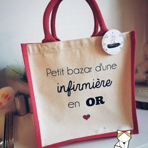 sac cabas écologique toile de jute et coton naturel et bleu marine ou rose fuchsia - Envoi offert en point relay