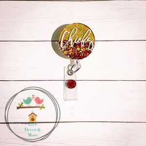 Kansas City Chiefs Football Circle 1/2 Glitter Badge Reel