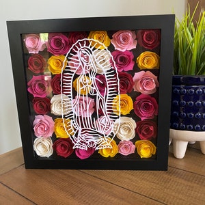 Our Lady of Guadalupe Shadow Box with Roses (Small)