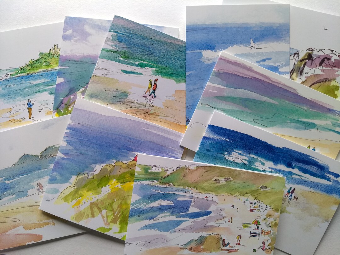 Boxed Set of 10 Cornwall Inspired Cards & Bookmark - Etsy UK