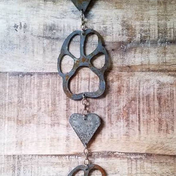 Pet Lover Paw and Heart Hanging Bell