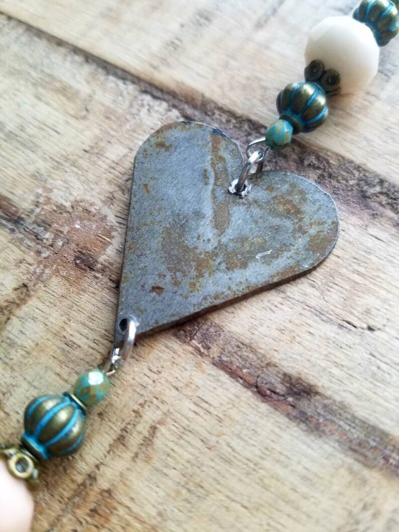 Rustic Metal Hearts Hanging Bell Door Chime Etsy