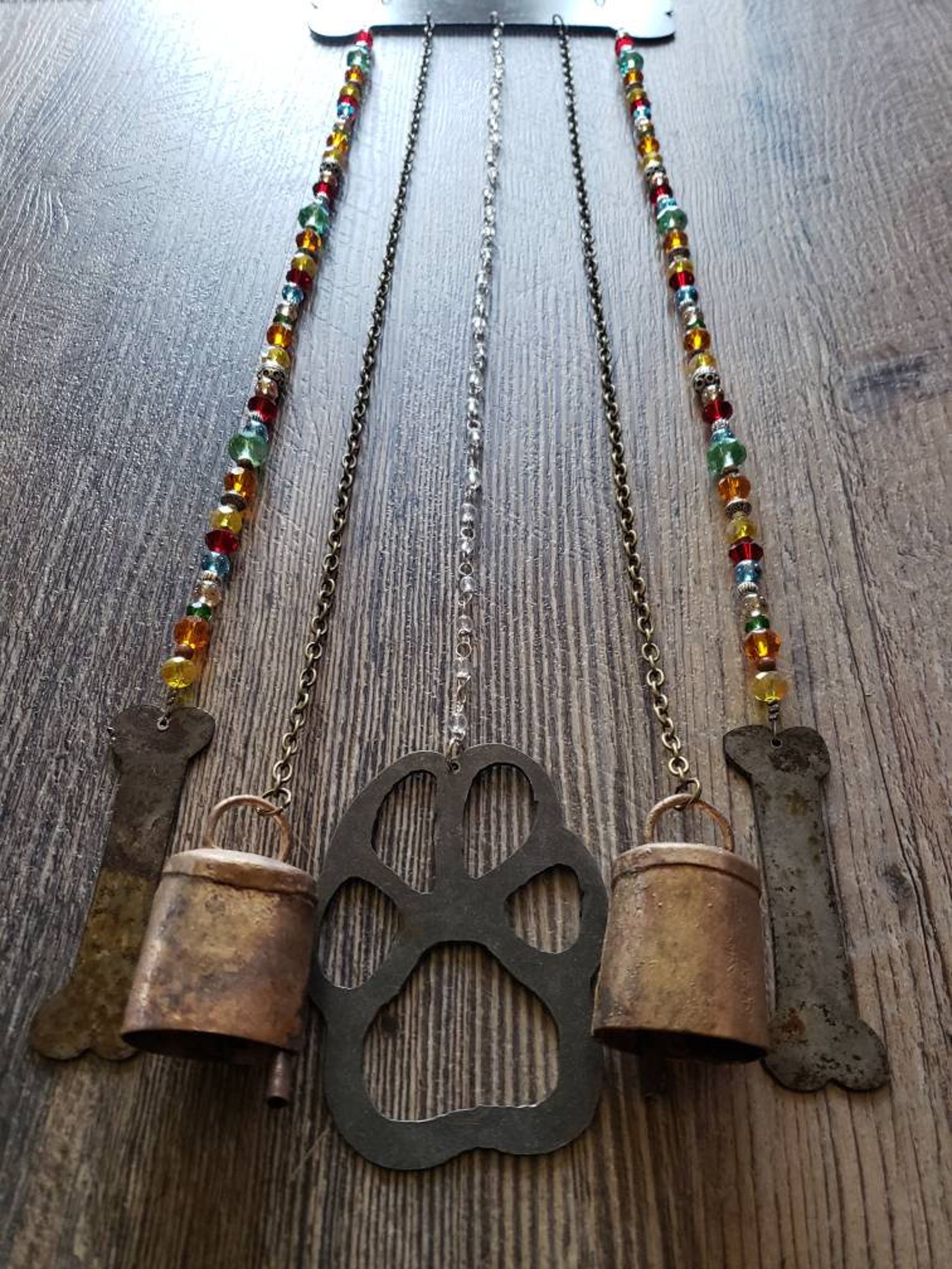 Colorful Dog Bone Wind Chime With Name Etsy