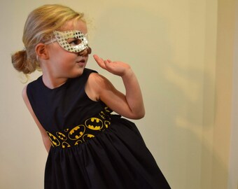 Batman/Batgirl Girls Party Dress matching hair bow available