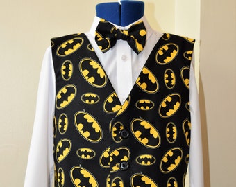 Men's waistcoat/Vest made with Batman logo fabric