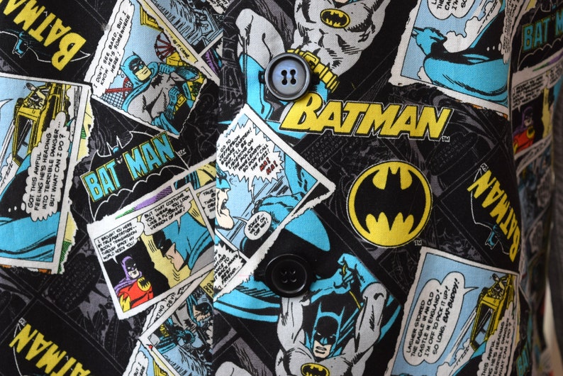 Men/'s WaistcoatVest made with Batman Anniversary fabric; matching bowtie available