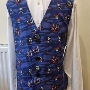 Chaleco de tela Venom para hombre, pajarita a juego disponible