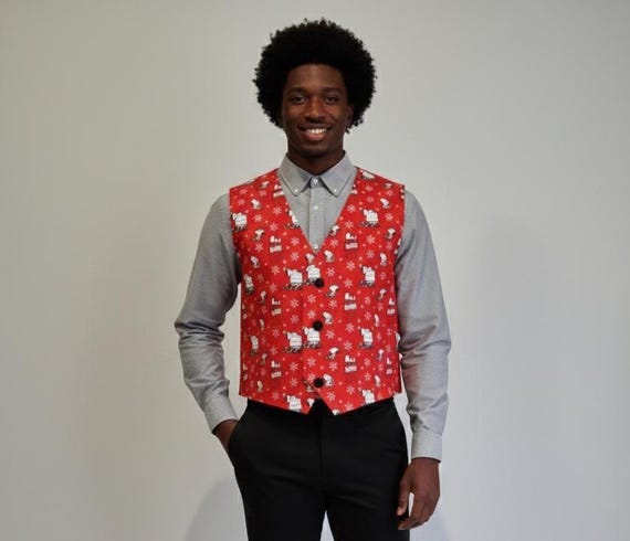 mens christmas dress vests Festive Tartan Plaid Tuxedo Vest and Tie Set, Christmas Party Mens Formal Outfit