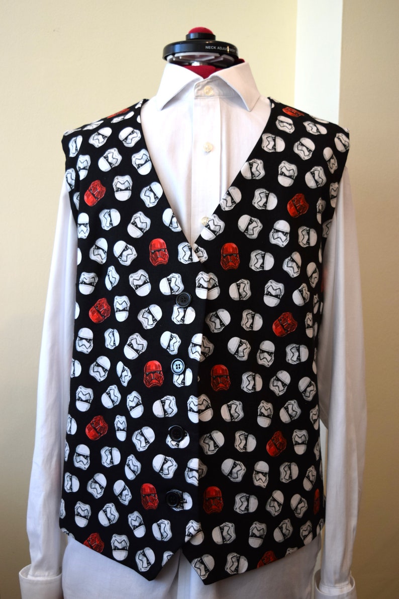 Boys waistcoat made with Star Wars Stormtroopers and Sithtroopers fabric matching Bowtie available.