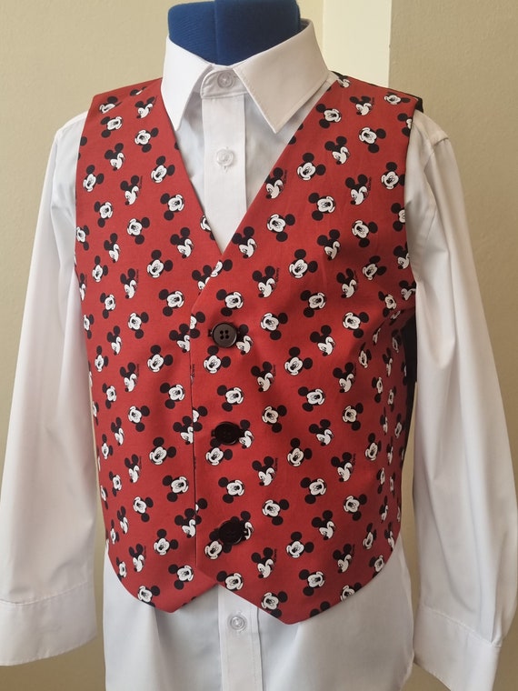 Gilet/gilet pour homme en tissu Mickey Mouse rouge foncé - Etsy France