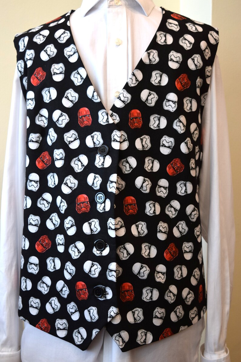 Boys waistcoat made with Star Wars Stormtroopers and Sithtroopers fabric matching Bowtie available.