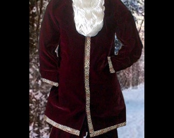 Old World Santa Suit Wine Super Soft Velvet Santa Claus jacket coat Renaissance Historical