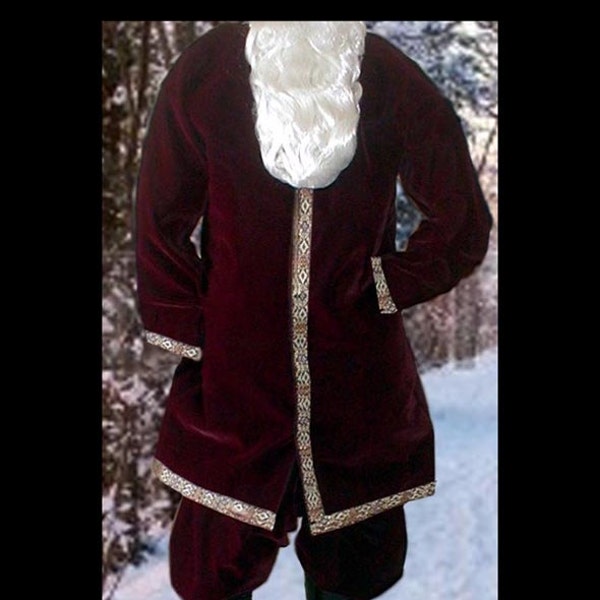 Old World Santa Suit Wine Super Soft Velvet Santa Claus jacket coat Renaissance Historical