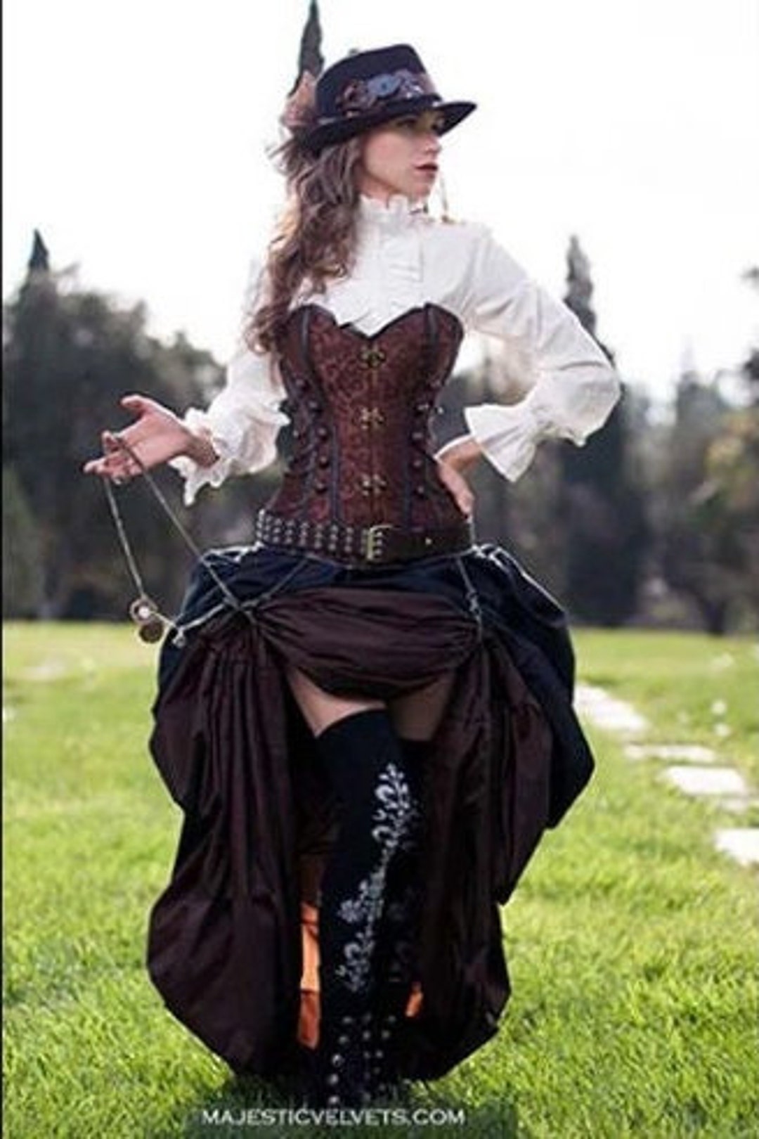 Black Victorian Penny Dreadful Vanessa Dress, Steampunk Military