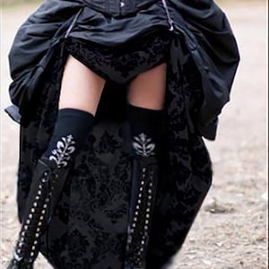Ready to ship 2 SKIRTS. Double Bustle DAMASK Black&Black.  Steampunk Victorian Taffeta Skirt Costume for Cosplay