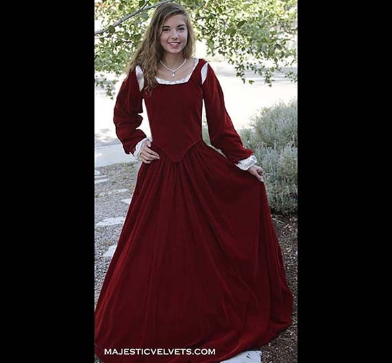 Renaissance Medieval RED Velvet Dress Costume Clothing Bodice Skirt Pearl Detachable sleeves COSTUME Madrigals Dickens #1