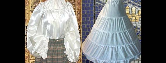 Renaissance SATIN or Cotton CHEMISE AND Hoop Skirt  for Halloween, Theater, Cosplay, Madrigals, Medieval