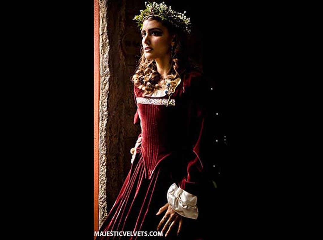 Renaissance Medieval WINE Velvet gabriella Dress pic picture