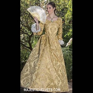 Yellow gold Elizabeth Swann 18th c Dress Halloween Renaissance Medieval Costume Clothes Clothing. Made to fit: Small to Plus Size 5 image 1